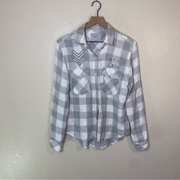 Rails Tops - Rails Pepper Military Plaid Shirt Size XS Rayon Button Down Flannel Top